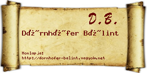 Dörnhöfer Bálint névjegykártya