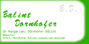 balint dornhofer business card